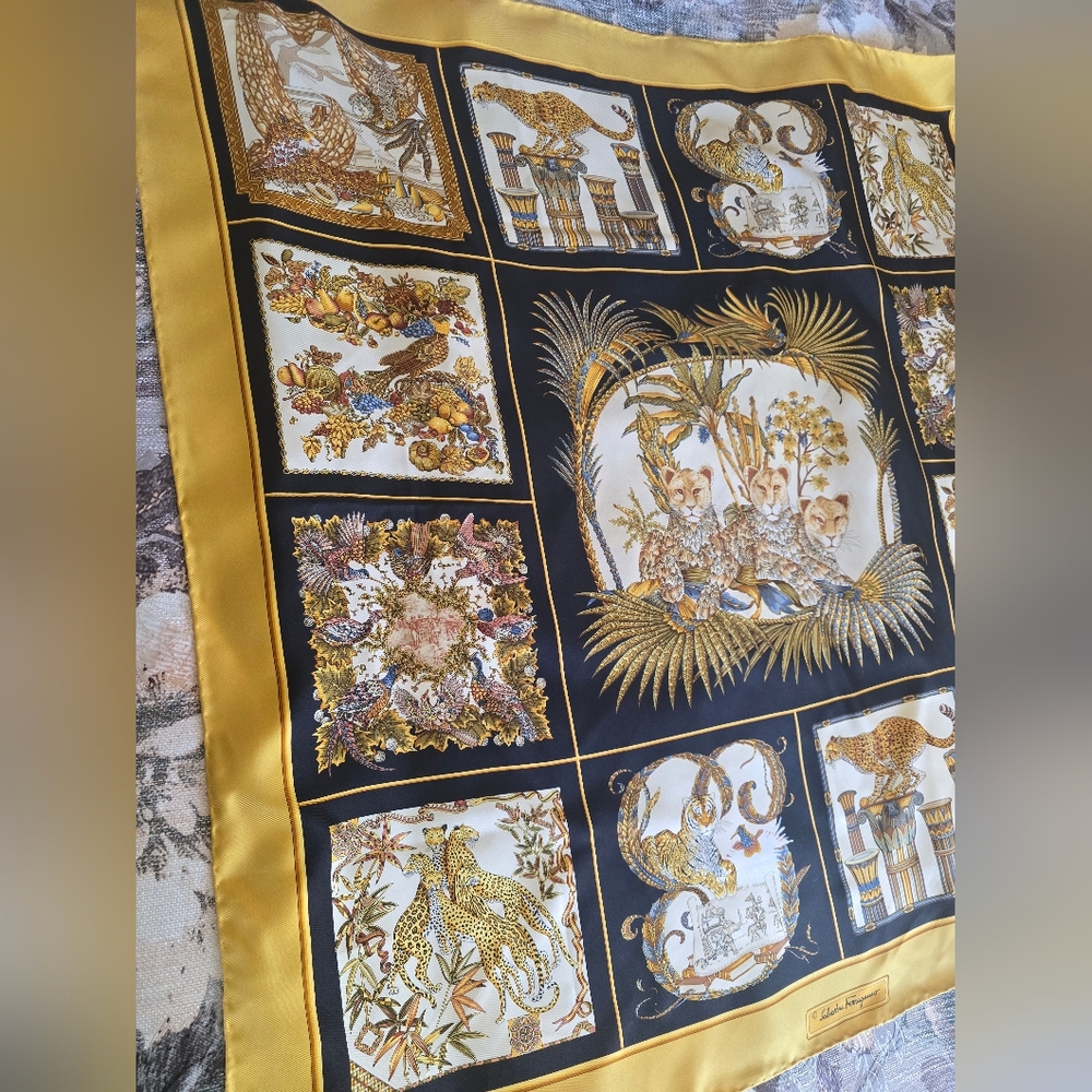 Salvatore Ferragamo Black and Silk Scarf
